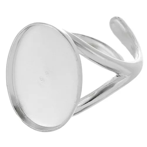 925 Sterling Silver Ring setting for 18x13mm cabochon - size 52 to 58 x1