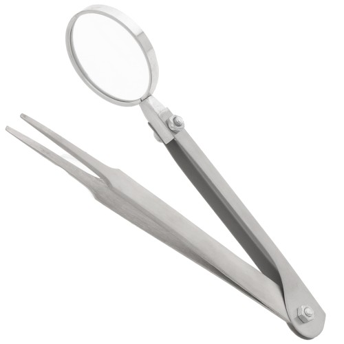 Precision tweezers 12cm with magnifying glass by Perles&Co x1