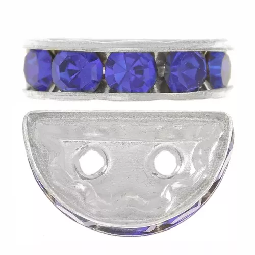 Half moon Rondelle 14x8mm Silver-colored Sapphire x1