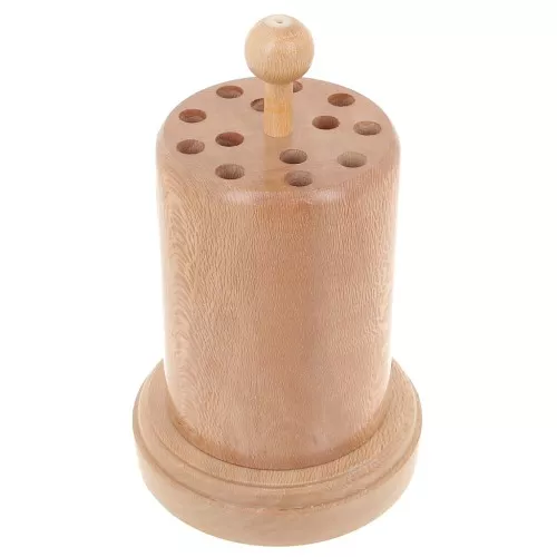 16.5x9cm Round wooden storage stand for needle files - Natural x1