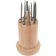 16.5x9cm Round wooden storage stand for needle files - Natural x1