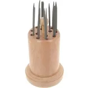 16.5x9cm Round wooden storage stand for needle files - Natural x1