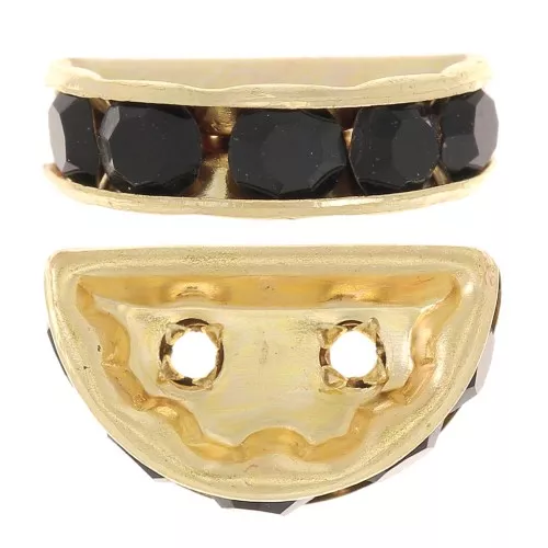 Half moon Rondelle 14x8mm Gold-colored Jet x1