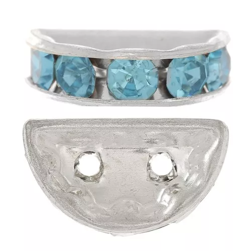 Half moon Rondelle 14x8mm Silver-colored Aquamarine x1