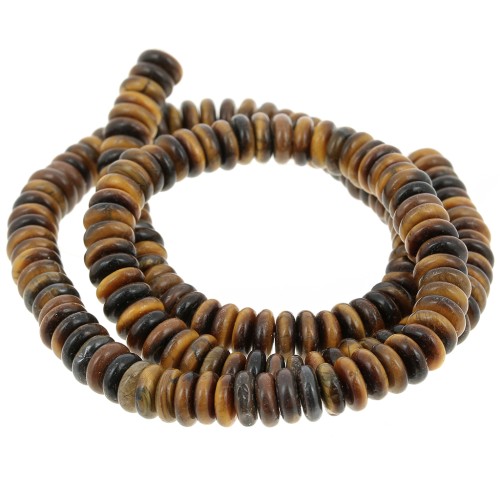 Heishi Gemstone Rondelle Beads, 6x2.5 mm - Tiger's Eye, 37 cm