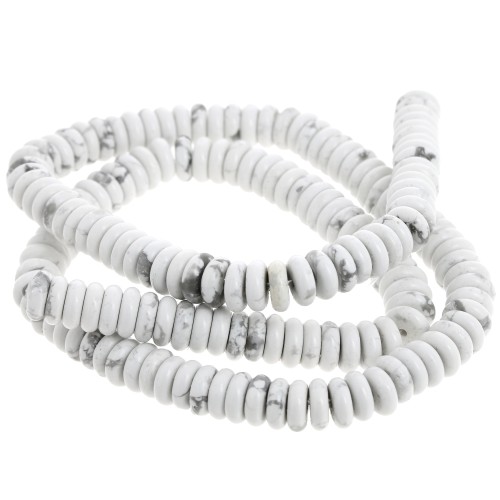 Heishi gemstone beads 6.5x2 mm - Howlite x38cm