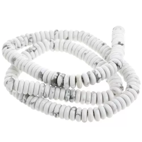 Heishi gemstone beads 6.5x2 mm - Howlite x38cm