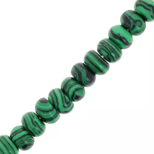 8.5x5mm Round Heishi beads - imitation gemstone - Malachite x15