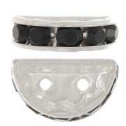 Half moon Rondelle 14x8mm Silver-colored Jet x1|raw }}