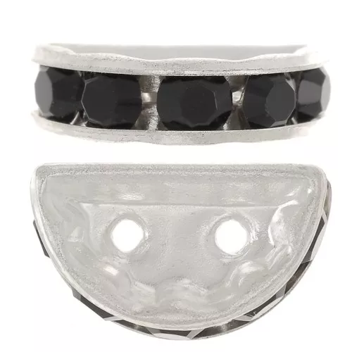 Half moon Rondelle 14x8mm Silver-colored Jet x1