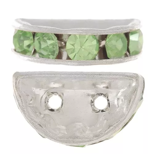 Half moon Rondelle 14x8mm Silver-colored Peridot x1