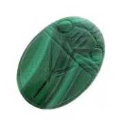 18x13mm Oval engraved beetle cabochon in gemstone - Malachite x1
