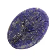 18x13mm Oval engraved beetle cabochon in gemstone - Lapis lazuli x1