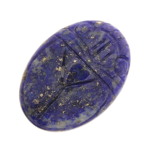 18x13mm Oval engraved beetle cabochon in gemstone - Lapis lazuli x1
