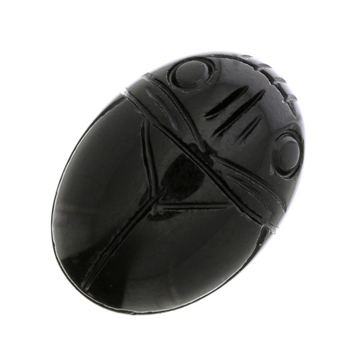 18x13mm Oval engraved beetle cabochon in gemstone - Black Agate x1