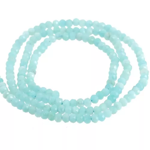 Rondelle beads flattened faceted 3.5x2.5mm gemstone - Amazonite x39cm