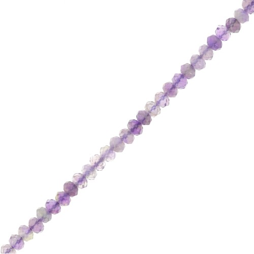3x2mm gemstone flat round faceted beads - Amethyst x39cm