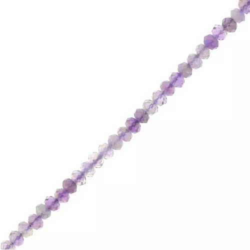 3x2mm gemstone flat round faceted beads - Amethyst x39cm