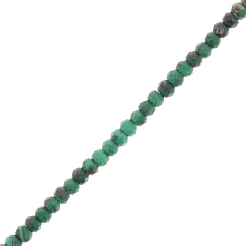 3x2mm gemstone flat round faceted beads - Malachite x39cm