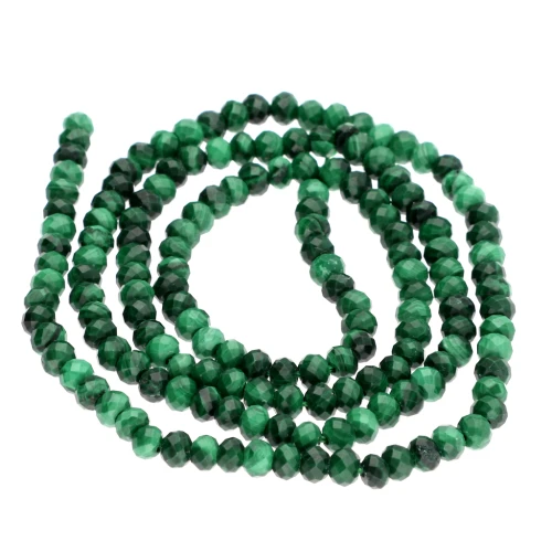 3x2mm gemstone flat round faceted beads - Malachite x39cm