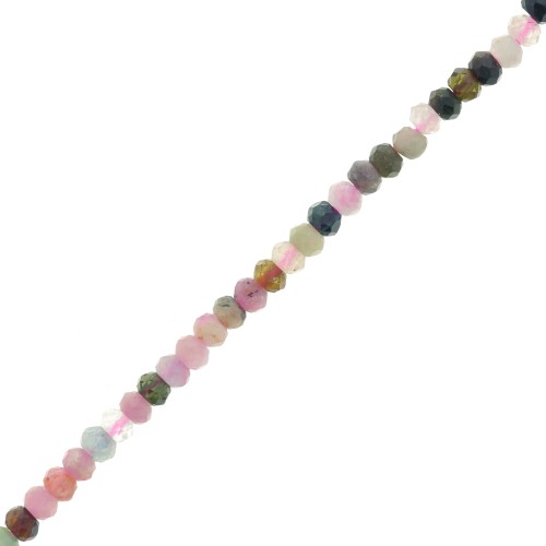 3x2mm gemstone flat round faceted beads - Tourmaline x39cm
