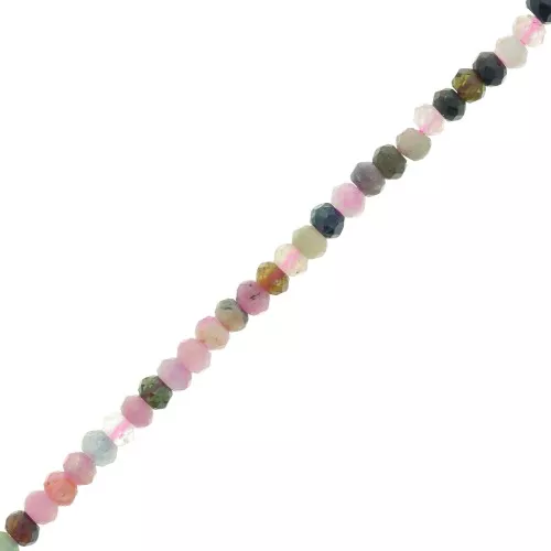 3x2mm gemstone flat round faceted beads - Tourmaline x39cm