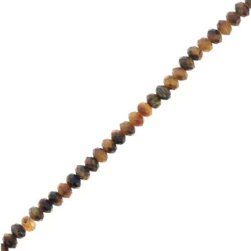 3x2mm gemstone flat round faceted beads - Tiger Eye x39cm