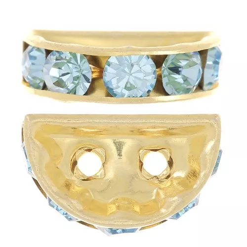Half moon Rondelle 14x8mm Gold-colored Aquamarine x1