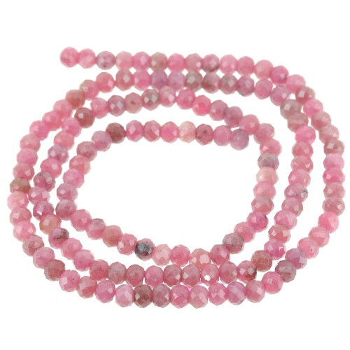 3x2mm gemstone flat round faceted beads - Rhodonite x39cm