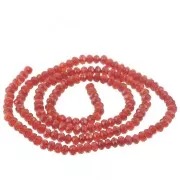 Round beads flattened faceted 3.5x2 mm gemstone - Carnelian x39cm