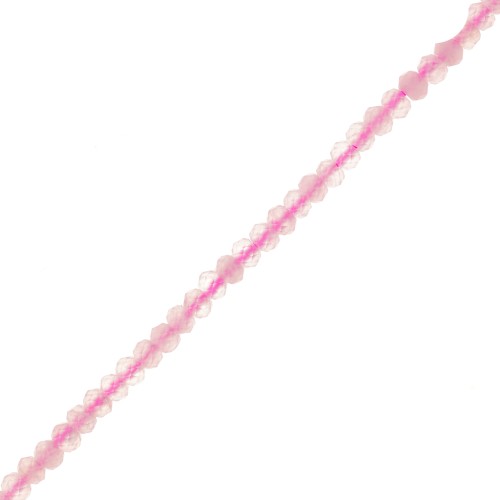 3x2mm gemstone flat round faceted beads - Rose Quartz x39cm