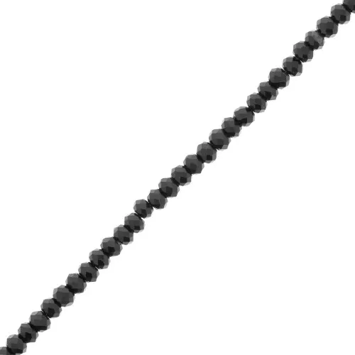 3x2mm gemstone flat round faceted beads - Black Agate x39cm