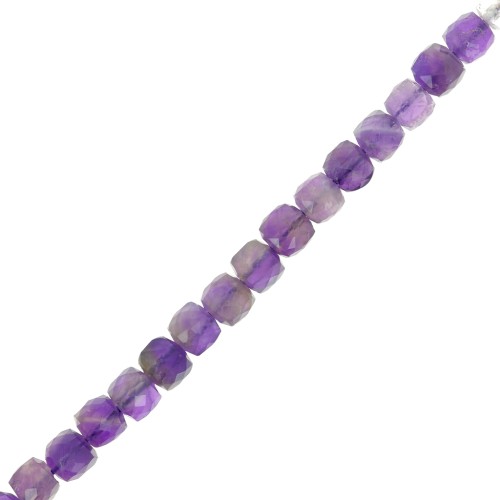 4.5x4.5mm Faceted cube gemstone beads - Amethyst x10