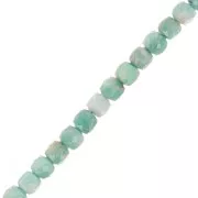 Faceted cube 4x4 mm gemstone beads - Amazonite x10