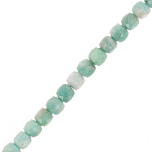 5x5mm gemstone Faceted cube beads - Amazonite x10