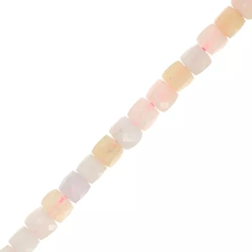 5x5mm gemstone Faceted cube beads - Morganite x10