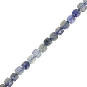 4x4mm Faceted cube gemstone beads - Iolite x10|raw }}