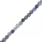 4x4mm Faceted cube gemstone beads - Iolite x10