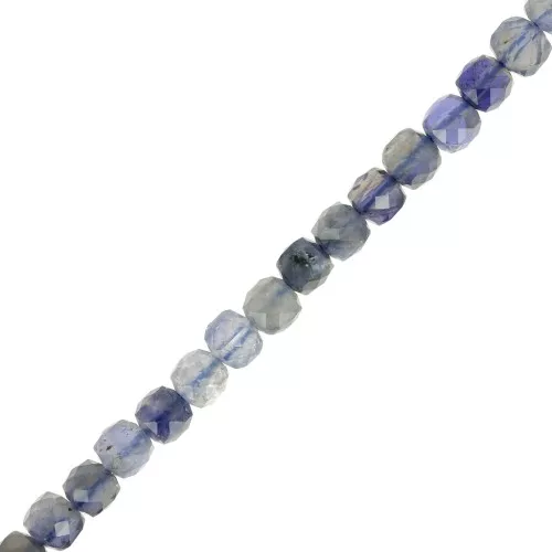 4x4mm Faceted cube gemstone beads - Iolite x10