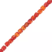 4x4mm Faceted cube gemstone beads - Red Agate x10