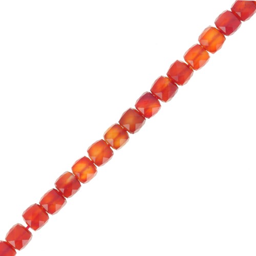 4x4mm Faceted cube gemstone beads - Red Agate x10