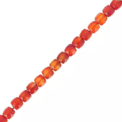 4x4mm Faceted cube gemstone beads - Red Agate x10