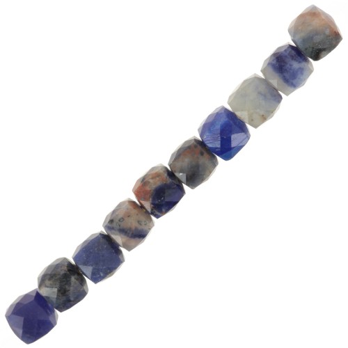 4x4 mm faceted cube gemstone beads - Sodalite x10