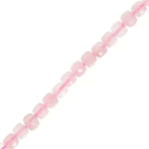4x4mm Faceted cube gemstone beads - Rose Quartz x10