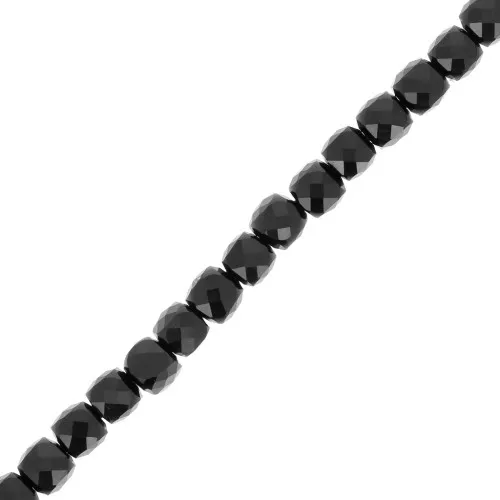 4.5x4.5mm Faceted cube gemstone beads - Black Agate x10