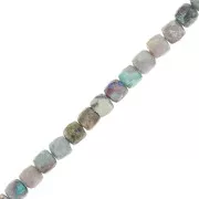 4x4 mm gemstone Faceted cube beads - Chrysocolla x10