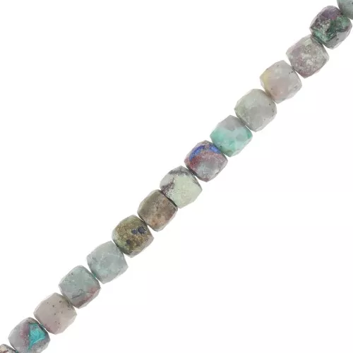 4x4 mm gemstone Faceted cube beads - Chrysocolla x10