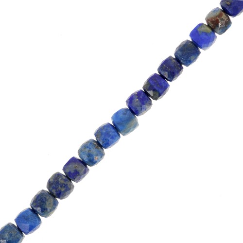 4x4mm Faceted cube gemstone beads - Lapis lazuli x10