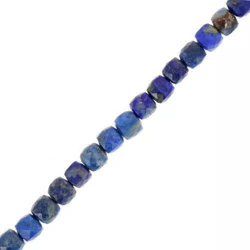4x4mm Faceted cube gemstone beads - Lapis lazuli x10
