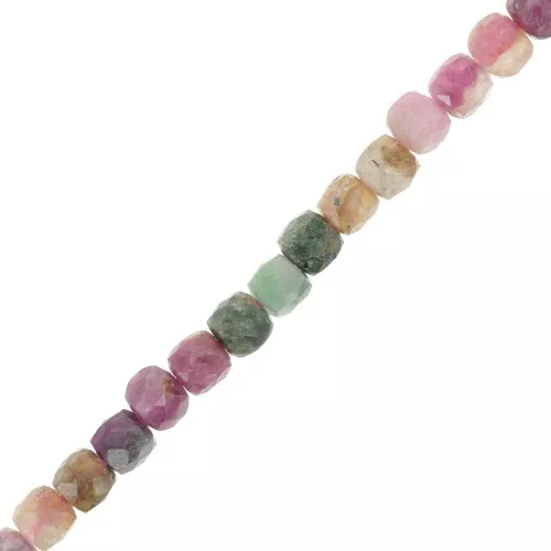 4x4mm gemstone Faceted cube beads - Tourmaline x10